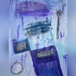 Original Abstract Framed Mixed Media Art - Feeding The Monkey